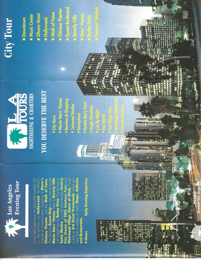 Capa do folder da LA Tours, empresa de turismo fundada por Cezar, Geraldo e Chiquinho